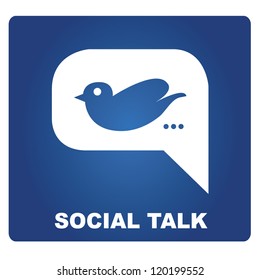 social talk, bird in speech bubble, vector