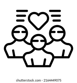 Vector de contorno de icono del equipo social. Voluntario de mano. Dar caridad