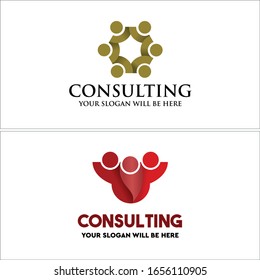 Social team people symbol icon logo vector suitable for business company financial consulting investment friendship group