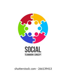 Social Teamwork concept.Circle of friends. Network Logo design. Team circle icon. Teamwork community friendship logotype creative idea.