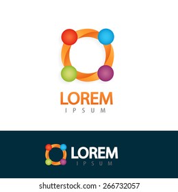 Social teamwork logo design. Trendy business concept. Creative logotype for your company. Vector colorful icon.