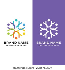 Social teamwork network logo icon vector template