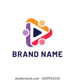 Social or Teamwork Play Button Logo