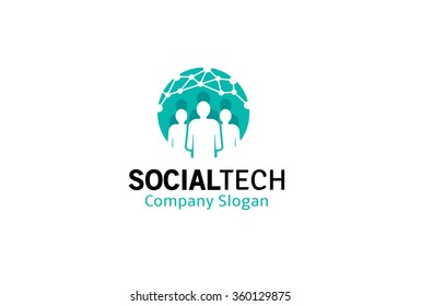 Social Tech Logo Design Illustration 