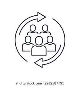 Social transformation. Changes in society. Vector linear icon isolated on bnl background.