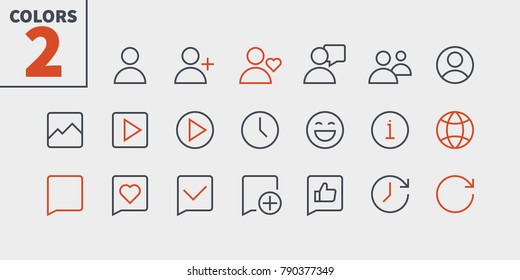 Social UI Pixel Perfect Well-crafted Vector Thin Line Icons 48x48 Ready for 24x24 Grid for Web Graphics and Apps with Editable Stroke. Simple Minimal Pictogram Part 1-3