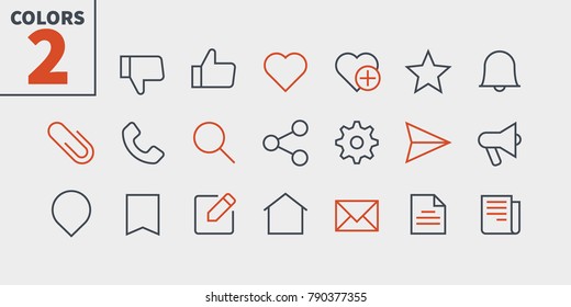 Social UI Pixel Perfect Well-crafted Vector Thin Line Icons 48x48 Ready for 24x24 Grid for Web Graphics and Apps with Editable Stroke. Simple Minimal Pictogram Part 2-3