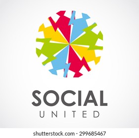 Social united people holding colorful abstract vector logo design template business community icon group company symbol concept