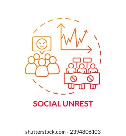 Social unrest red gradient concept icon. Economic inequality. Civil disobedience. Political corruption. Global crisis. Wealth gap abstract idea thin line illustration. Isolated outline drawing