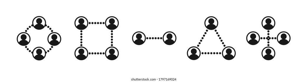 Social user group, network team icon set, symbol collection of web community, internet connection personal profile concept isolated illustration