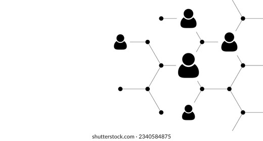 Social user network, people network illustration. Dots connected lines create network