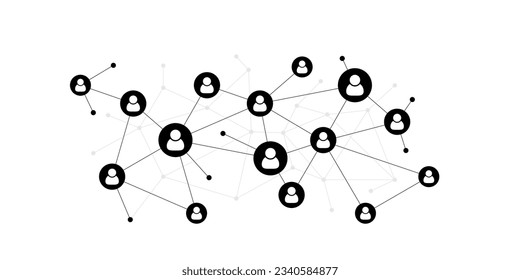 Social user network, people network illustration. Dots connected lines create network