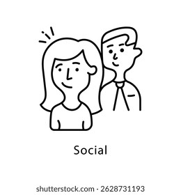 Social Vector Outline Style Icon. Eps 10 File