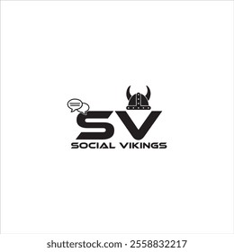 Social Vikings logo in black and white background