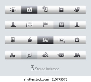 Social Web // Classic Bars +++ The vector file includes 3 buttons states in different layers. +++