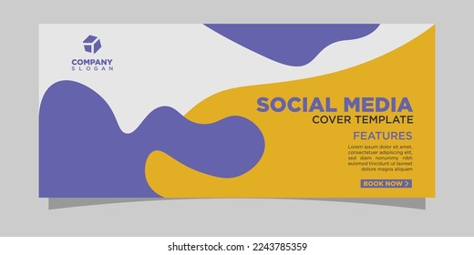 social web cover for digital media banner company intro with abstract shapes and colors