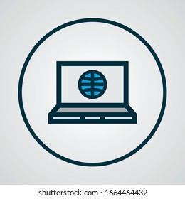 Social web icon colored line symbol. Premium quality isolated laptop element in trendy style.