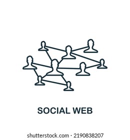 Social Web icon. Line simple Industry 4.0 icon for templates, web design and infographics