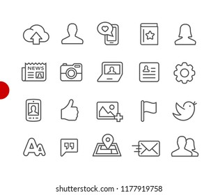 Social Web Icons // Red Point Series - Vector line icons for your digital or print projects