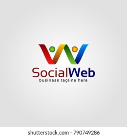 Social Web is a Letter W logo that makes up two people holding hands