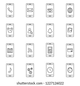 social web linear icon set. Media, music, basic settings