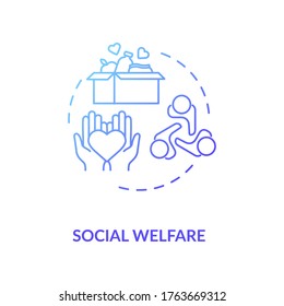 Social Welfare Concept Icon. Charity Idea Thin Line Illustration. Nonprofit Organization. Community Service. Food Donation. Humanitarian Aid. Vector Isolated Outline RGB Color Drawing