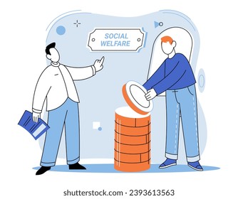 Social welfare. Vector illustration. Social welfare initiatives rely on collective effort community Organizations play critical role in implementing and managing social welfare programs The diversity