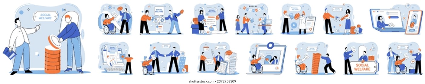 Social welfare. Vector illustration. Security is fundamental aspect social welfare, providing safety net for individuals Support from community is essential in ensuring success social welfare