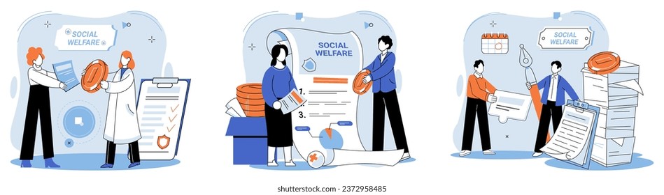 Social welfare. Vector illustration. Support from community is essential in ensuring success social welfare initiatives Aid and assistance programs aim to uplift individuals and communities through