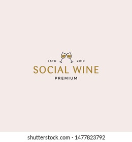 Social Wine Logo Design Template