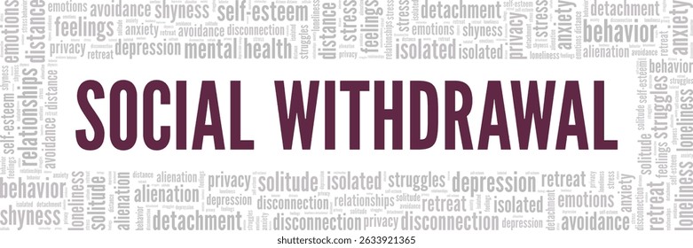 Social Withdrawal word cloud conceptual design isolated on white background.