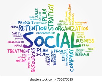 Social word cloud collage, technology business concept background