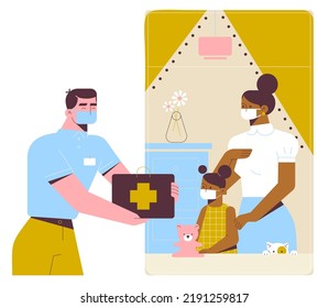 Social Work and Charity Illustration Featuring Helping Hands, Community Support, and Acts of Kindness