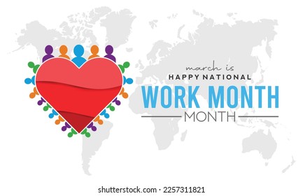 Social Work month is observed every year in March. greeting card, poster with background. Vector illustration design.
