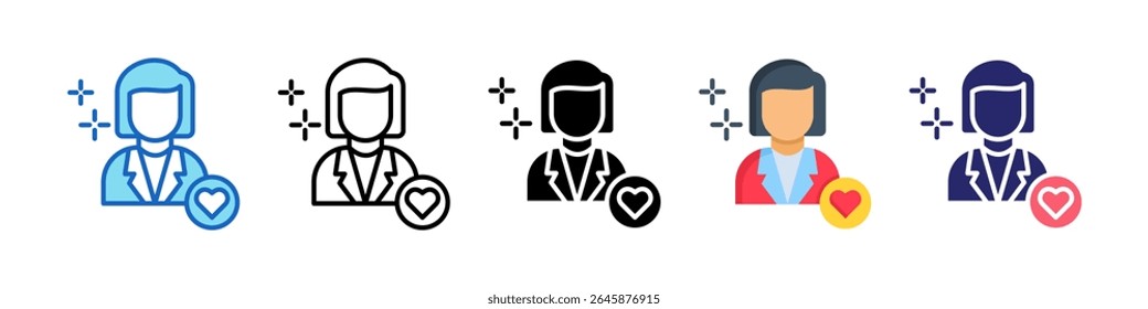 Colección de conjunto de iconos de estilo múltiple de trabajador social.