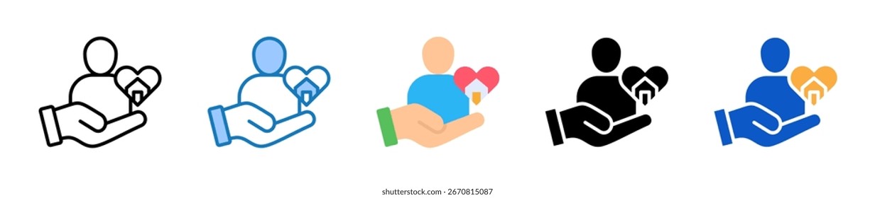 Ícones de vários estilos do Social Worker definem a ilustração do vetor de design.