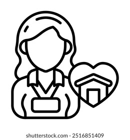 Ícone do Contorno do Social Worker, ilustração do vetor