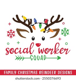 A equipe de assistentes sociais Christmas Reindeer