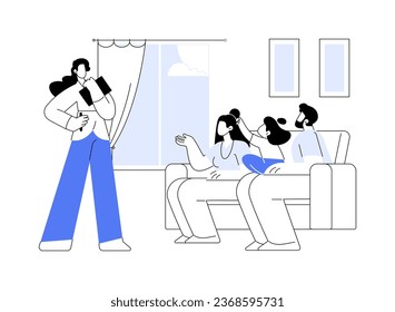 Social worker visit abstract concept vector illustration. Caseworker visiting family with adopted child, government representative job, bureaucratic procedure, kid adoption abstract metaphor.