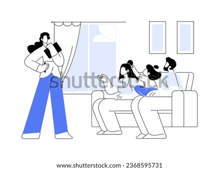 Social worker visit abstract concept vector illustration. Caseworker visiting family with adopted child, government representative job, bureaucratic procedure, kid adoption abstract metaphor.