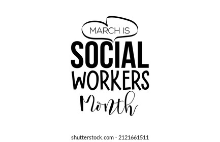 Social workers month. Great profession brush calligraphy concept vector template for banner, card, poster, background.