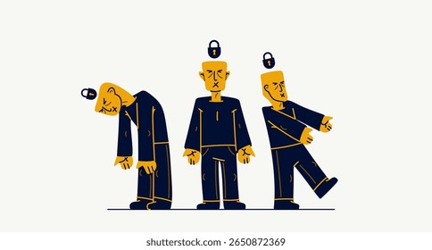 Zumbis sociais conceito vetorial, matriz e controle mental, ditadura psicológica e sociedade totalitária e Estado, tirania e restrições, matando individualidade.