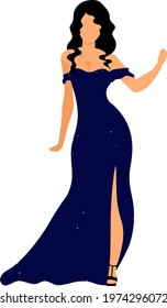 Socialite flat color vector faceless character. Attending fashionable gathering. Actress, model. Aristocratic high society isolated cartoon illustration for web graphic design and animation