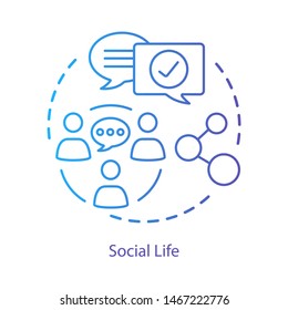 Socializing and networking concept icon. Social life, Interpersonal relationships idea thin line illustration. Community communication, interaction. Vector isolated outline drawing. Editable stroke