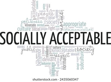 Socially Acceptable word cloud conceptual design isolated on white background.