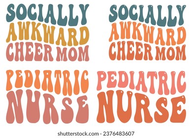 Socially Awkward Cheer Mom, pediatric nurse retro wavy T-shirt