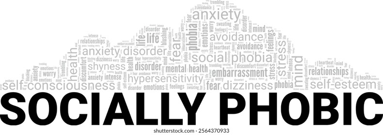 Socially Phobic word cloud conceptual design isolated on white background.