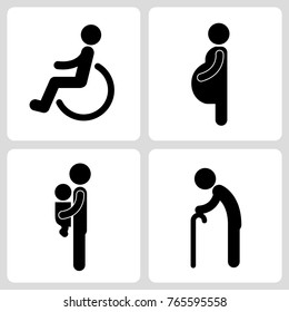 Socially vulnerable pictogram set.