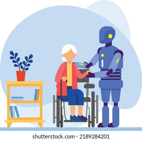 Socially-Assistive Robots Concept, Nursing Home bot vector icon design, Robotic medicine symbol, Healthcare Scene Sign, Innovation Artificial Intelligence Works in Modern Clinic stock illustration