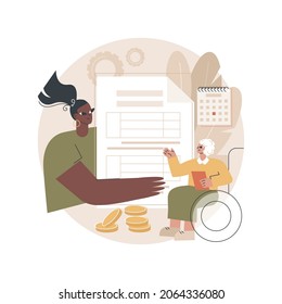 Social-security benefit abstract concept vector illustration. Social security protection, application form, benefit calculator, retirement insurance, disability income, agent abstract metaphor.